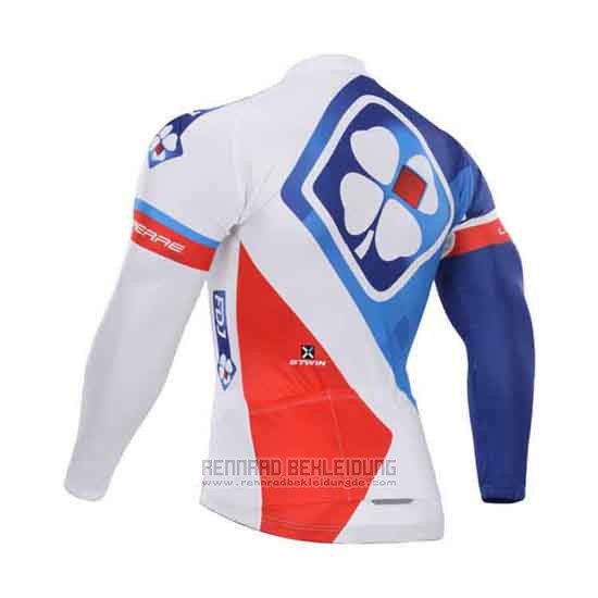 2015 Fahrradbekleidung FDJ Wei und Blau Trikot Langarm und Tragerhose - zum Schließen ins Bild klicken